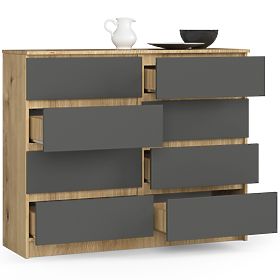 COMODĂ K120 8SZ CLP PK STEJAR ARTISAN / GRI