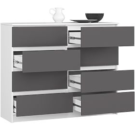 COMODĂ K120 8SZ PK ALBĂ / GRI