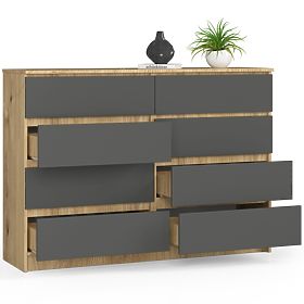 COMODĂ K140 8SZ CLP STEJAR ARTISAN / GRI