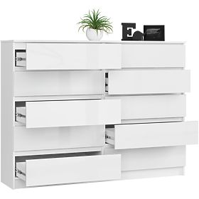 COMODĂ K160 10SZ CLP PK ALB LUCIOASĂ