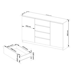 COMODĂ K160 2D 4SZ CLP PK ALBĂ