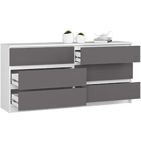 COMODĂ K160 6SZ CLP PK ALBĂ / GRI