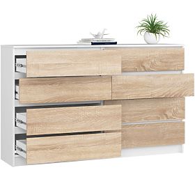 COMODĂ K160 8SZ CLP PK ALBĂ / STEJAR SONOMA