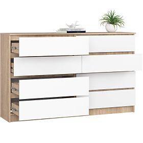 COMODĂ K160 8SZ CLP PK STEJAR SONOMA / ALB