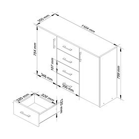 COMODĂ K45 PK ALBĂ / STEJAR SONOMA