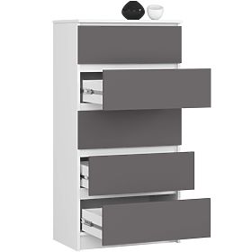 COMODĂ K60 5SZ CLP PK ALB / GRI