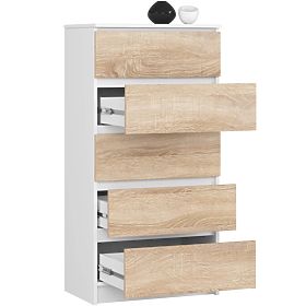 COMODĂ K60 5SZ CLP PK ALB / SONOMA
