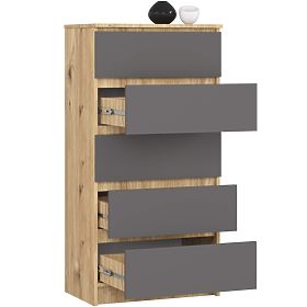 COMODĂ K60 5SZ CLP PK STEJAR ARTISAN / GRI