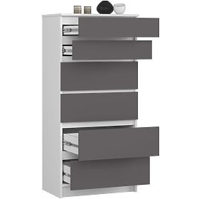 COMODĂ K60 6SZ CLP PK ALBĂ / GRI
