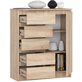 COMODĂ K80 1D 5SZ PK STEJAR SONOMA