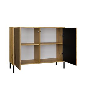 Comodă KAMARO 2D SLIM STEJAR ARTISAN Fațadă cu Lamele Canelate