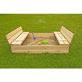 Ladă de nisip pentru copii cu bănci - 120x120 cm