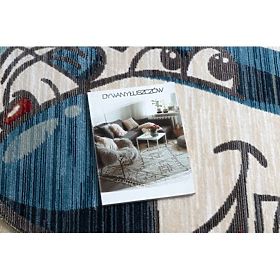 Covor modern pentru copii TOYS 75320 AVION, efect 3D, formă neregulată, albastru, turcoaz, crem, F.H.Kabis