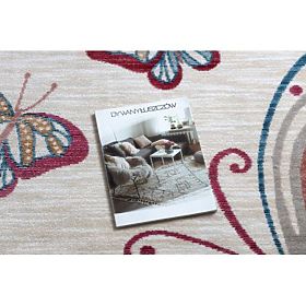 Covor modern pentru copii TOYS 75326 FLUTURE, formă neregulată, crem, roșu fucsia, F.H.Kabis