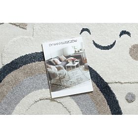 Covor rotund YOYO EY78 alb / bej - Nor, Curcubeu, puncte pentru copii, structural, senzorial cu fran, F.H.Kabis