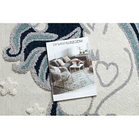 Covor YOYO GD49 alb / gri - Unicorn pentru copii, structural, senzorial cu franjuri, F.H.Kabis