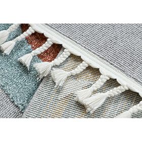 Covor YOYO GD55 gri/albastru - stele, rachetă pentru copii, structural, senzorial cu ciucuri