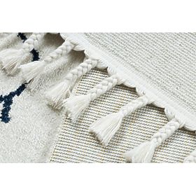 Covor YOYO GD63 alb / albastru închis - Nor, picături pentru copii, structural, senzorial Franjuri