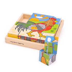 Cuburi cu imagini fermă Bigjigs Toys