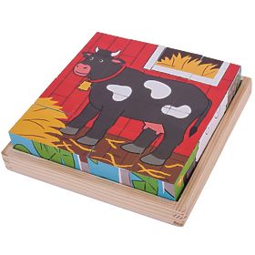 Cuburi cu imagini fermă Bigjigs Toys