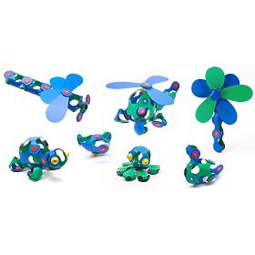 Cuburi magnetice Clixo Crew Pack, Verde-Albastru