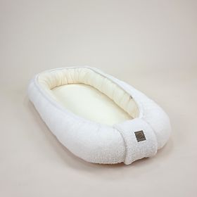 Cuib pentru copii Teddy din muselină și material de tip lână - ecru