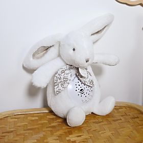Cutie muzicală cu proiecție Iepuraș alb Doudou