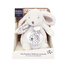 Cutie muzicală cu proiecție Iepuraș alb Doudou