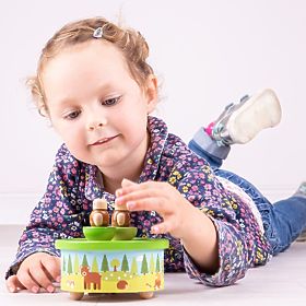 Cutie muzicală din lemn Bigjigs Toys Woodland, Bigjigs Toys