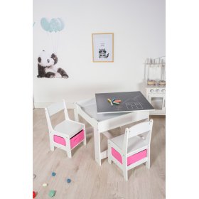 Masa pentru copii Ourbaby cu scaune cu cutii roz, SENDA