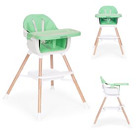 Scaun înalt pentru copii 2 în 1 verde ECOTOYS
