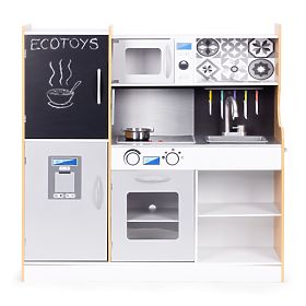 Bucătărie pentru copii cu tablă sonoră și LED, accesorii metalice, MDF +3 ani ECOTOYS, EcoToys