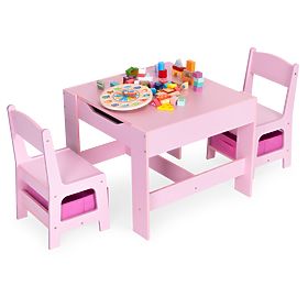 Set mobilier pentru copii masă + 2 scaune tablă roz ECOTOYS, EcoToys