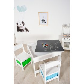 Masă pentru copii cu scaune și cutii depozitare în verde și albastru - Ourbaby, SENDA