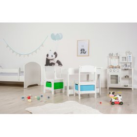 Masă pentru copii cu scaune și cutii depozitare în verde și albastru - Ourbaby, SENDA