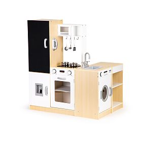 Bucătărie din lemn pentru copii, segmente separate, tablă XXL + LED ECOTOYS, EcoToys