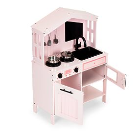 Bucătărie din lemn pentru copii, arzătoare cuptor cu microunde, accesorii ECOTOYS, EcoToys
