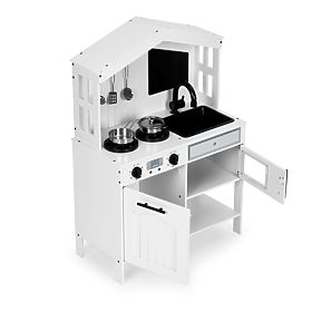 Bucătărie din lemn pentru copii, arzătoare cuptor cu microunde, accesorii ECOTOYS, EcoToys