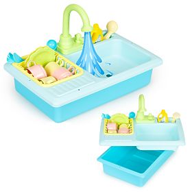 Chiuvetă cu robinet umplut cu apă, jucărie cu 12 accesorii pentru copii, MULTISTORE