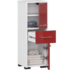 DULAP DE BAIE FIN STÂLP 30 2D 1SZ 85cm ROȘU LUCIOAS