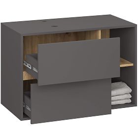 DULAP DE BAIE SUB LAVOAR CU ORIFICII VAMI W90 UM 2SZ 2P GRAFIT GRI / DUB ARTISAN