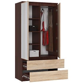 DULAP S 90 cm 2 UȘI 2 SERTARE 2 OGLINZI PK WENGE / SONOMA