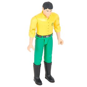 Figurină Bruder BWORLD John Deere tricou galben, pantaloni verzi
