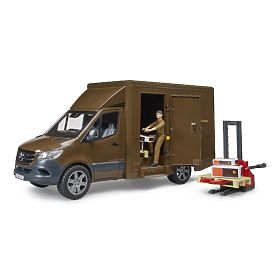 Furgoneta Bruder UPS MB Sprinter cu figură și accesorii