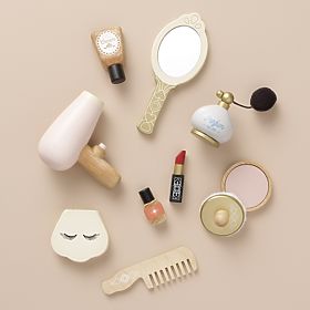 Geantă cosmetică cu accesorii din lemn