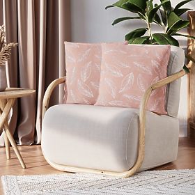 Husă decorativă pentru pernă CALM roz pudrat cu motiv vegetal stil clasic catifea 45x45 ame