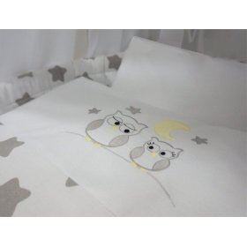 de răchită pat cu echipament pentru copil - gri bufnițe, BabyWorld