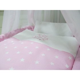 de răchită pat cu echipament pentru copil - roz stele, BabyWorld
