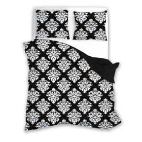 Lenjerie de pat din bumbac Glamour alb-negru 140x200cm + 70x90cm, Faro
