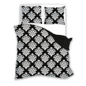 Lenjerie de pat din bumbac Glamour alb-negru 140x200cm + 70x90cm, Faro